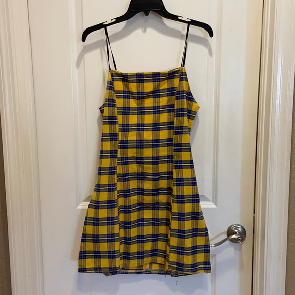 blue and yellow plaid dress ROMWE | Dresses | Straps And Zipper Linen Shift Dress | collection:sequindresses length 36” Width:WIDE